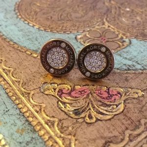 Michael Kors Gold Pave Button Earrings